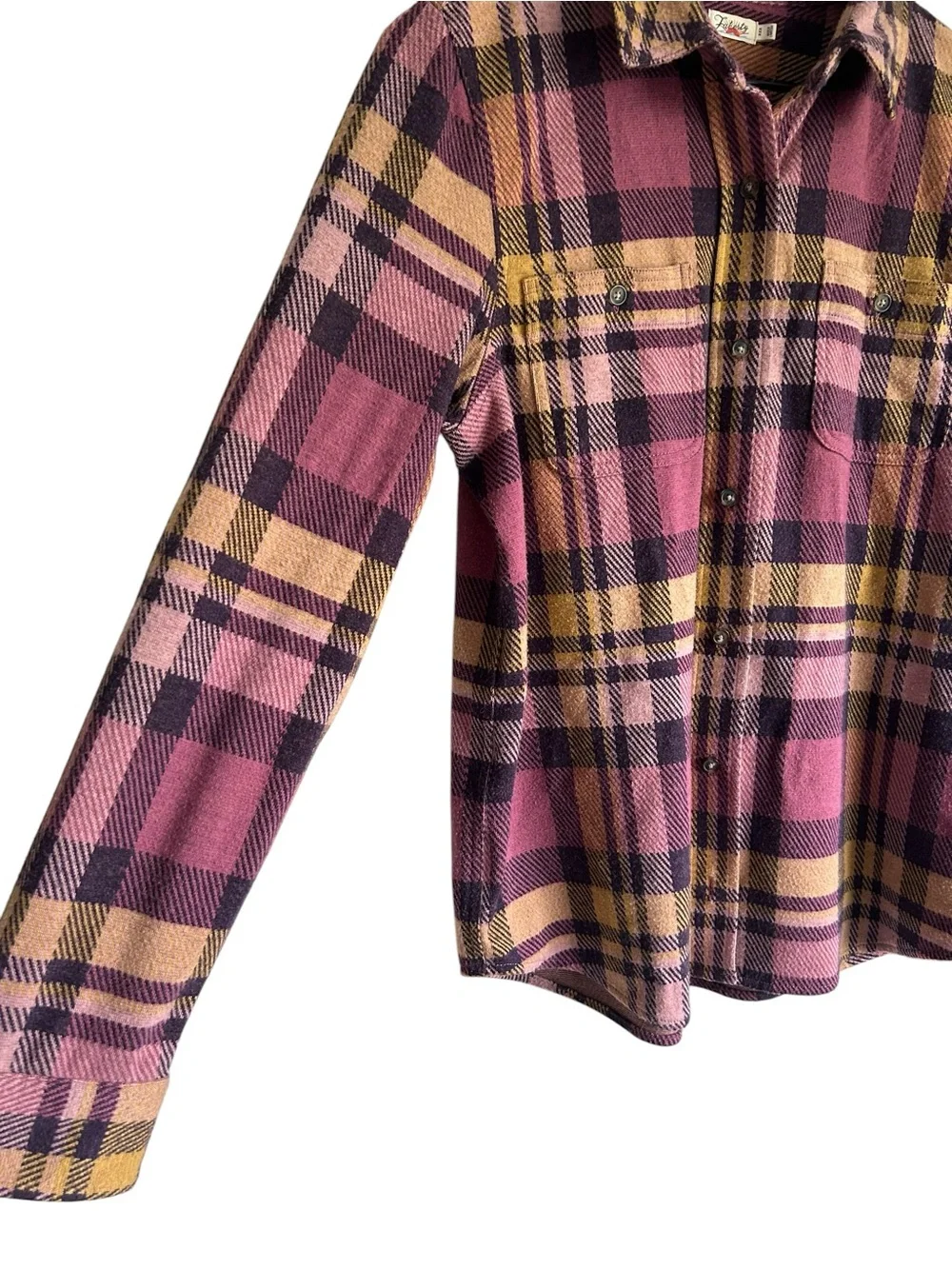 Faherty Womens Legend Flannel Plaid Button Down Shirt Size Medium Pink Orange - Picture 2 of 7